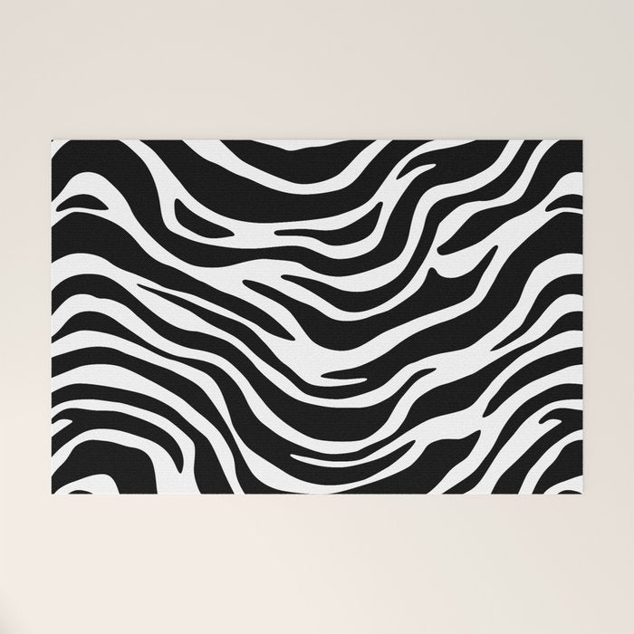 Black and white zebra stripe pattern Welcome Mat Gallery Image 1