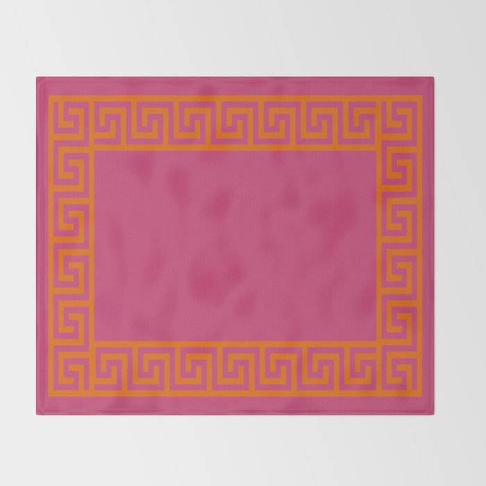 Pink Greek Key Print Throw Blanket Gallery Image 2