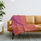 Pink Greek Key Print Throw Blanket Gallery Image 1