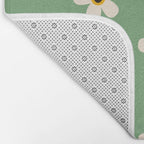 Retro Happy Daisy Flower in Green Bath Mat Gallery Image 2