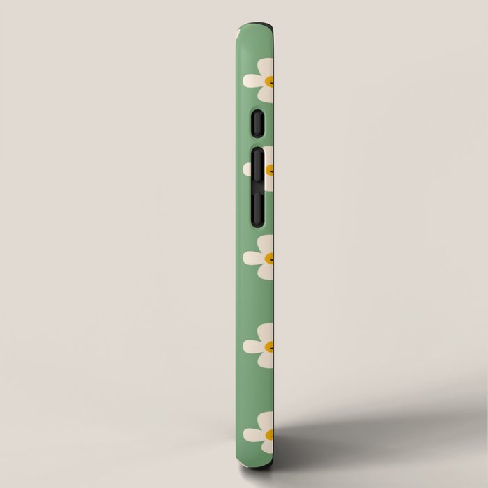 Retro Happy Daisy Flower in Green iPhone Case Gallery Image 2
