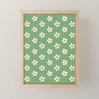 Retro Happy Daisy Flower in Green Mini Art Print Gallery Image 1