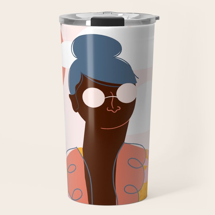 Abstract Woman - Messy Bun Travel Mug Gallery Image 1