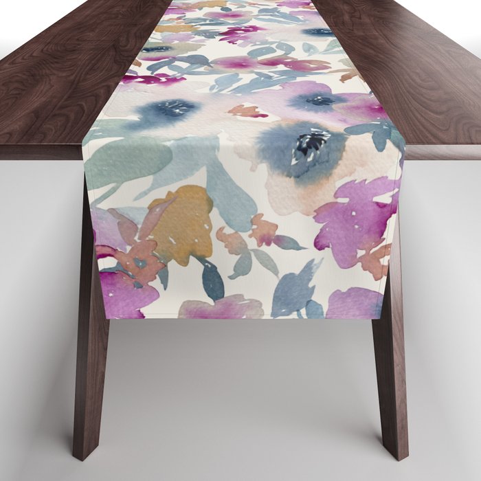 Abby Watercolor Florals Table Runner Gallery Image 1