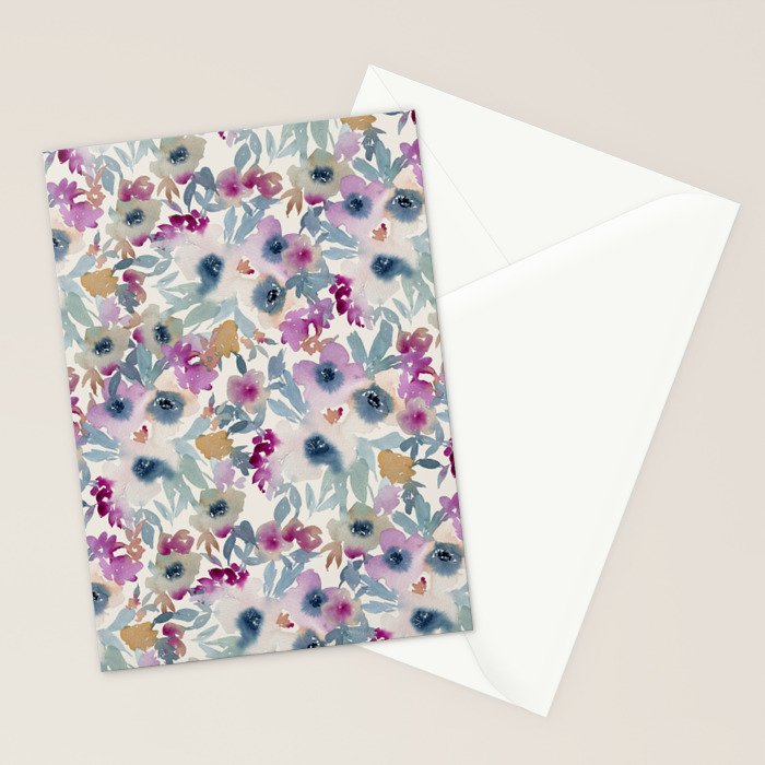 Abby Watercolor Florals Stationery Card Gallery Image 2