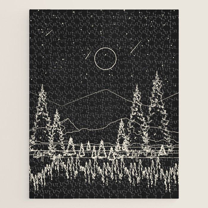 Night Forest Linescape Jigsaw Puzzle Gallery Image 1
