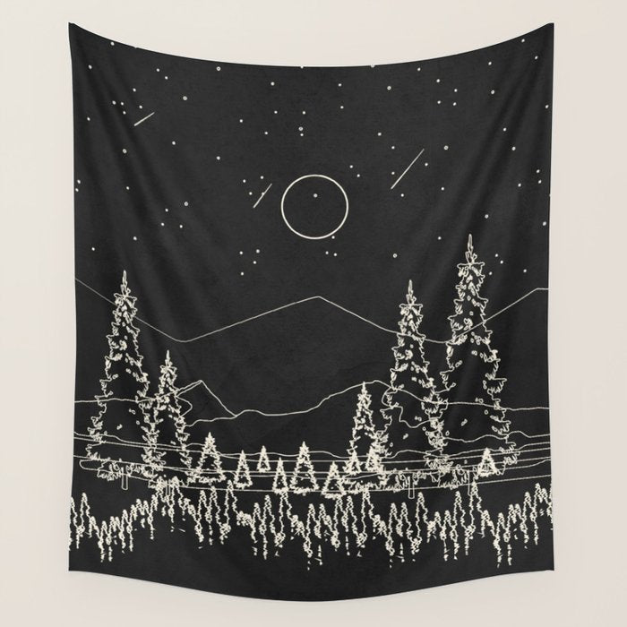 Night Forest Linescape Wall Tapestry Gallery Image 4