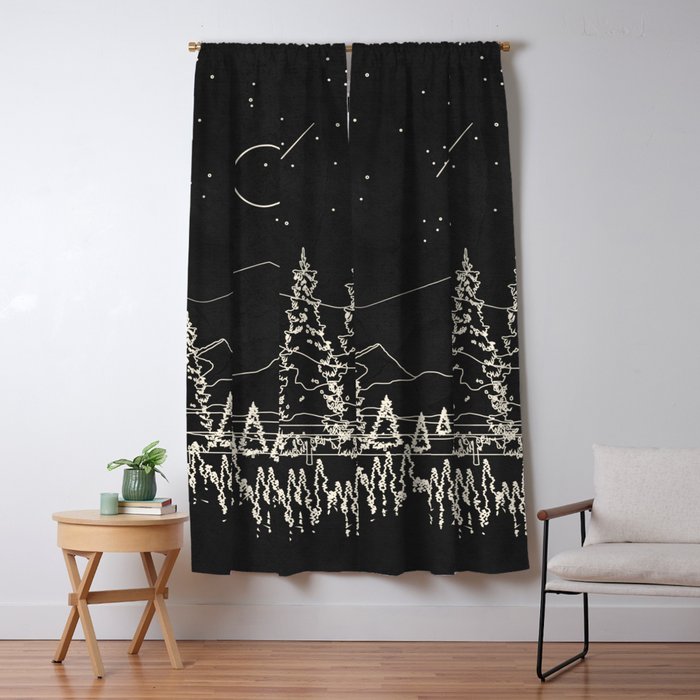 Night Forest Linescape Window Curtain Gallery Image 5