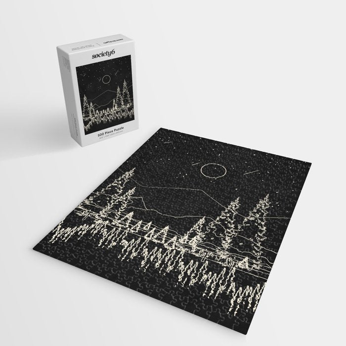 Night Forest Linescape Jigsaw Puzzle Gallery Image 2