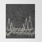 Night Forest Linescape Throw Blanket Gallery Image 2