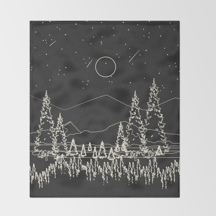 Night Forest Linescape Throw Blanket Gallery Image 2