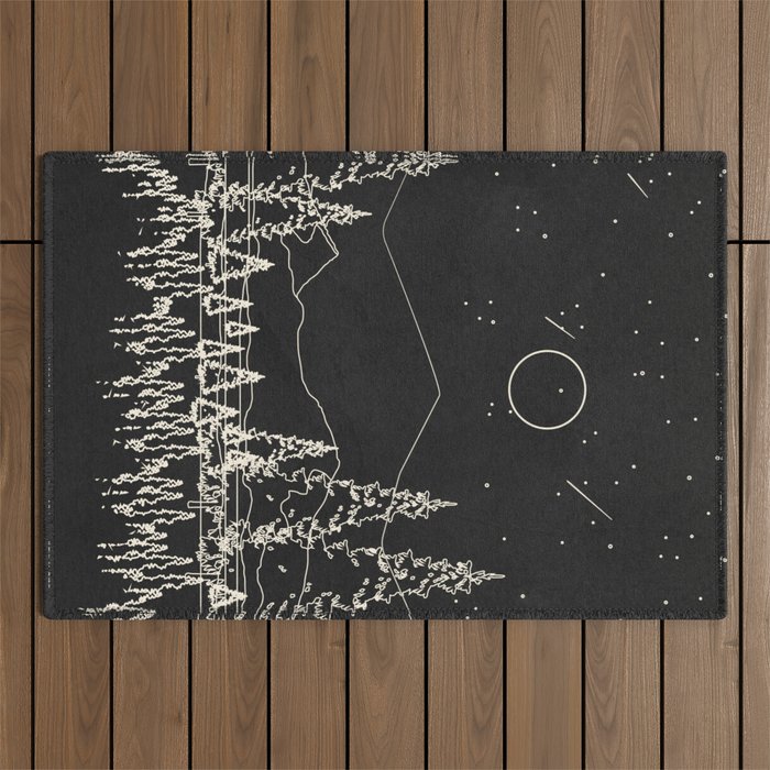 Night Forest Linescape Outdoor Rug Gallery Image 1