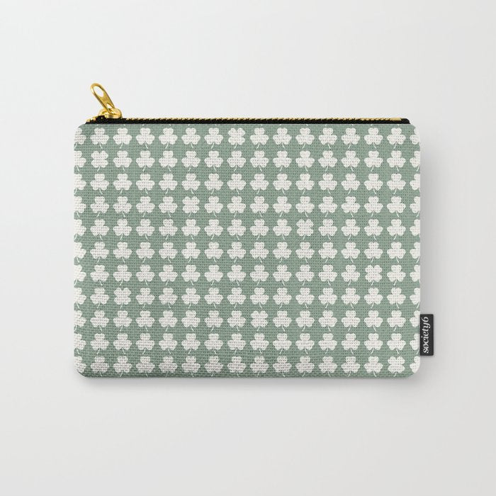 Clovers XXXVII Sage Green Botanical Pattern Carry All Pouch Gallery Image 1