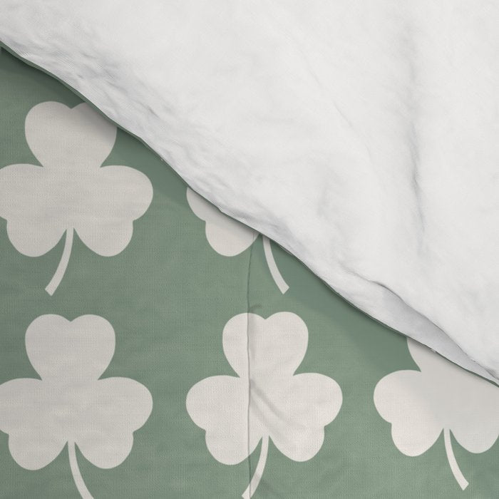 Clovers XXXVII Sage Green Botanical Pattern Comforter Gallery Image 4