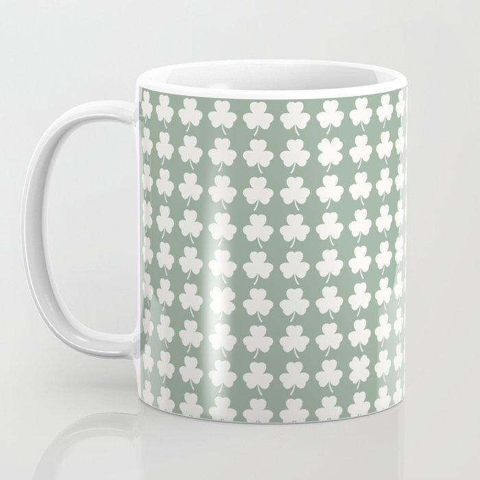 Clovers XXXVII Sage Green Botanical Pattern Coffee Mug Gallery Image 3