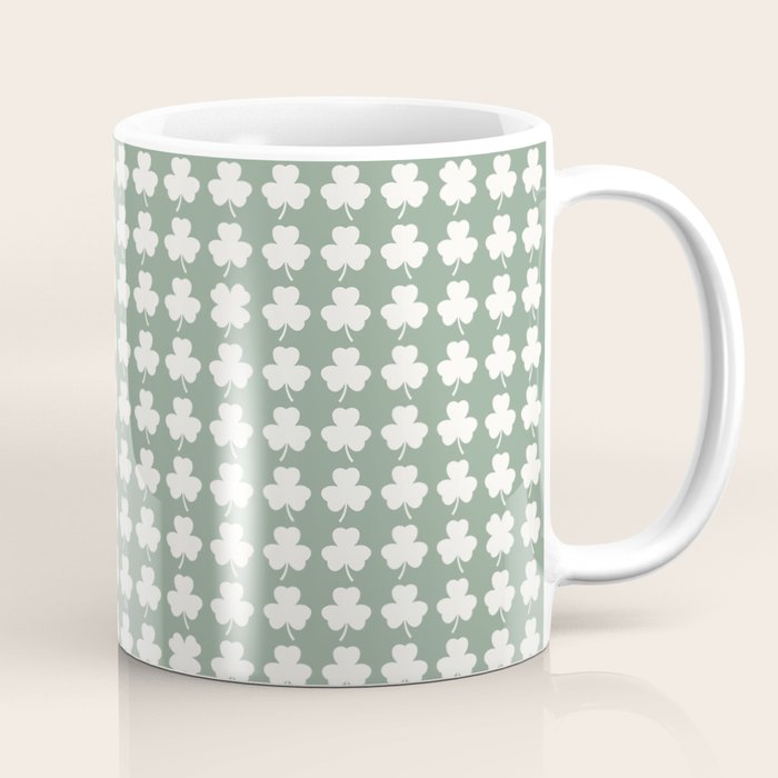 Clovers XXXVII Sage Green Botanical Pattern Coffee Mug Gallery Image 1