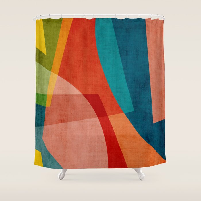 Colorful Unique Modern Playful Artwork Shower Curtain Gallery Image 1