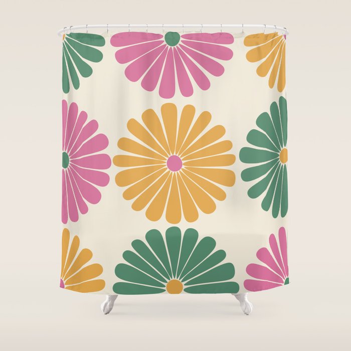 Retro Summer Daisies XI Shower Curtain Gallery Image 1