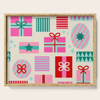 Retro Geometric Christmas Gift pattern on Cream Serving Tray Gallery Image 1
