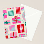 Retro Geometric Christmas Gift pattern on Cream Stationery Card Gallery Image 2