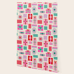Retro Geometric Christmas Gift pattern on Cream Wallpaper Gallery Image 2