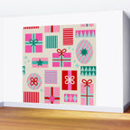 Retro Geometric Christmas Gift pattern on Cream Wall Mural Gallery Image 2