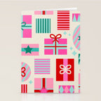 Retro Geometric Christmas Gift pattern on Cream Stationery Card Gallery Image 2