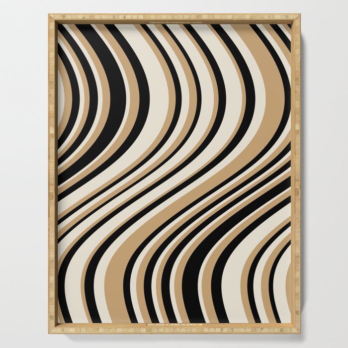 Wavy Stripes VII - Neutral Vintage Serving Tray Gallery Image 1