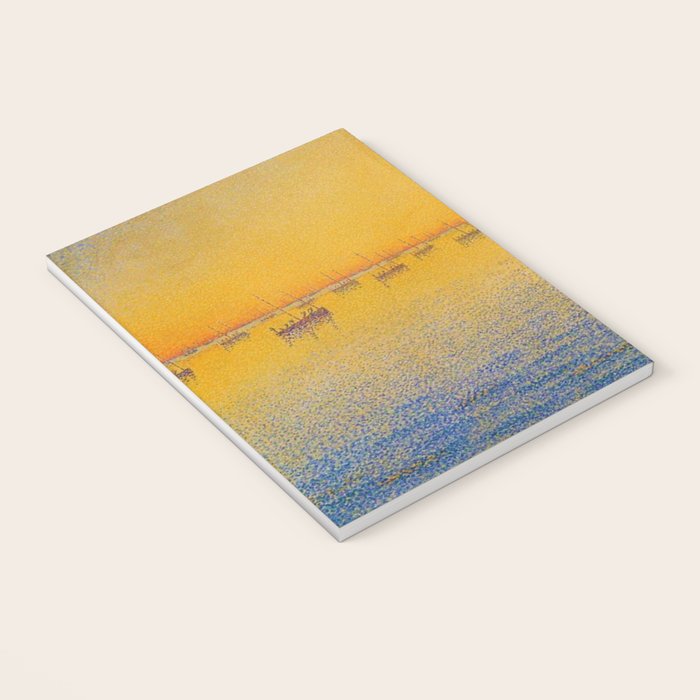 Classical Masterpiece 'Setting Sun and Boats' by Paul Signac Notebook Gallery Image 3