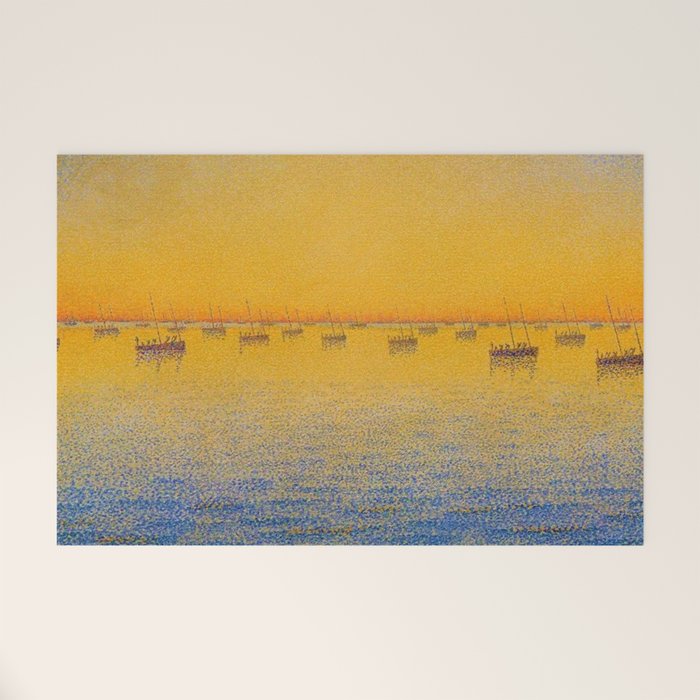 Classical Masterpiece 'Setting Sun and Boats' by Paul Signac Welcome Mat Gallery Image 1