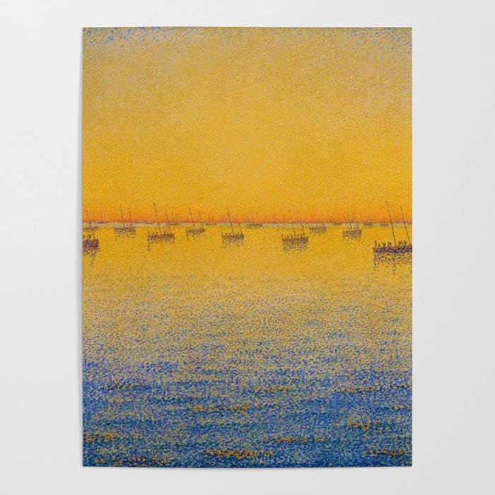 Classical Masterpiece 'Setting Sun and Boats' by Paul Signac Poster Gallery Image 1