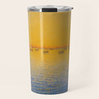 Classical Masterpiece 'Setting Sun and Boats' by Paul Signac Travel Mug Gallery Image 1