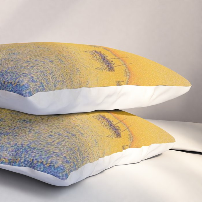 Classical Masterpiece 'Setting Sun and Boats' by Paul Signac Pillow Sham Gallery Image 3