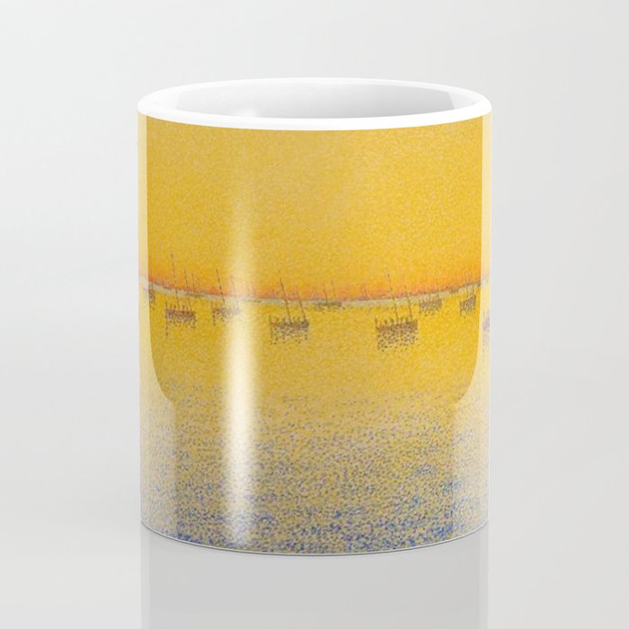 Classical Masterpiece 'Setting Sun and Boats' by Paul Signac Coffee Mug Gallery Image 4