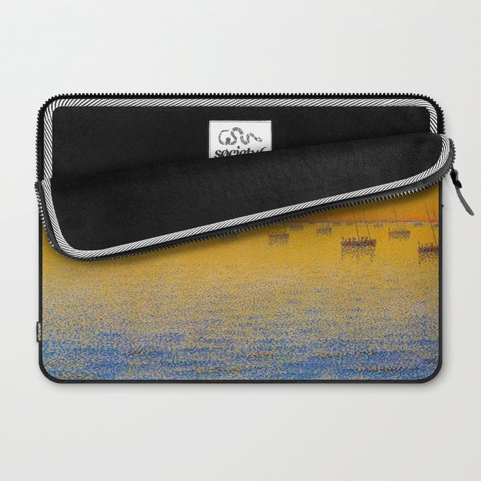 Classical Masterpiece 'Setting Sun and Boats' by Paul Signac Laptop Sleeve Gallery Image 2