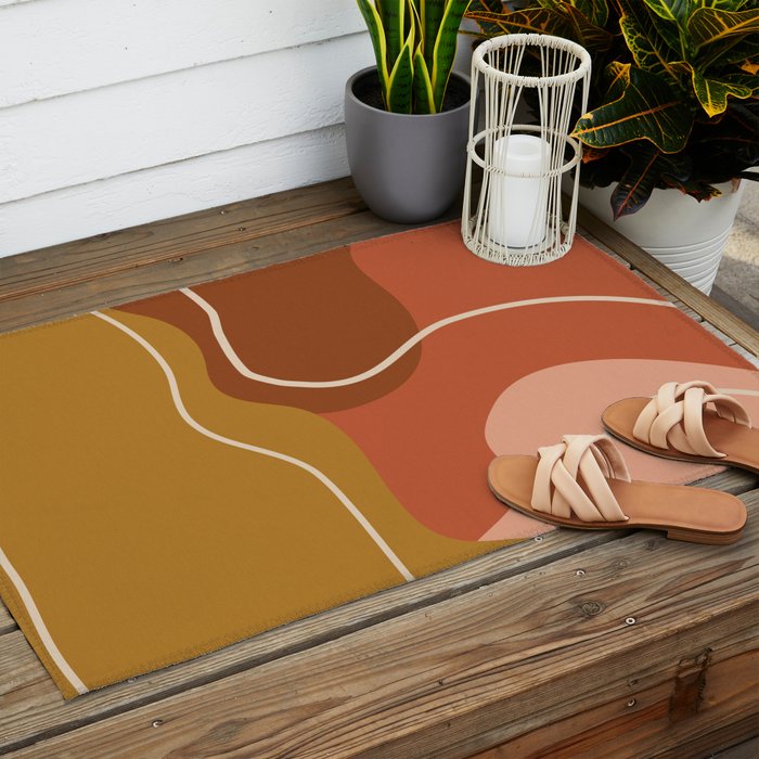 Abstract Organic Shapes in Zen Desert Color  Outdoor Rug Gallery Image 2
