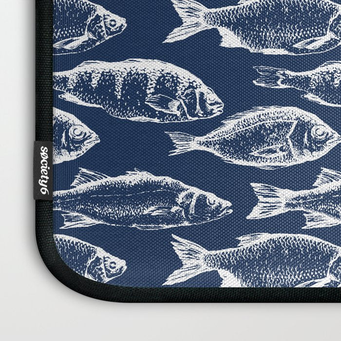 Fish // Navy Blue Laptop Sleeve Gallery Image 3