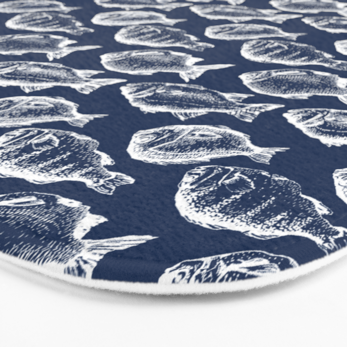 Fish // Navy Blue Bath Mat Gallery Image 3