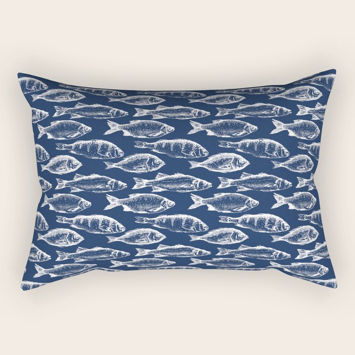 Fish // Navy Blue Rectangular Pillow Gallery Image 2