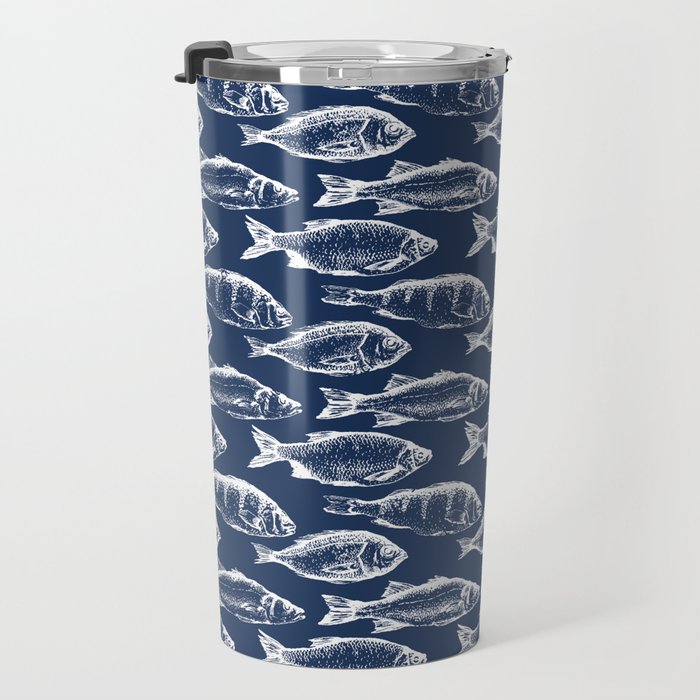 Fish // Navy Blue Travel Mug Gallery Image 3