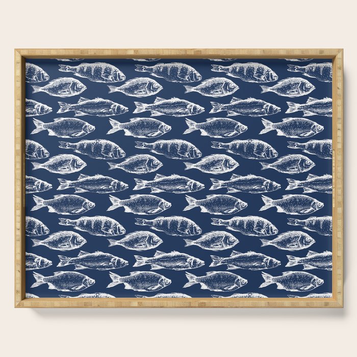 Fish // Navy Blue Serving Tray Gallery Image 1