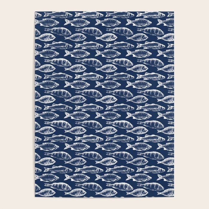 Fish // Navy Blue Poster Gallery Image 4