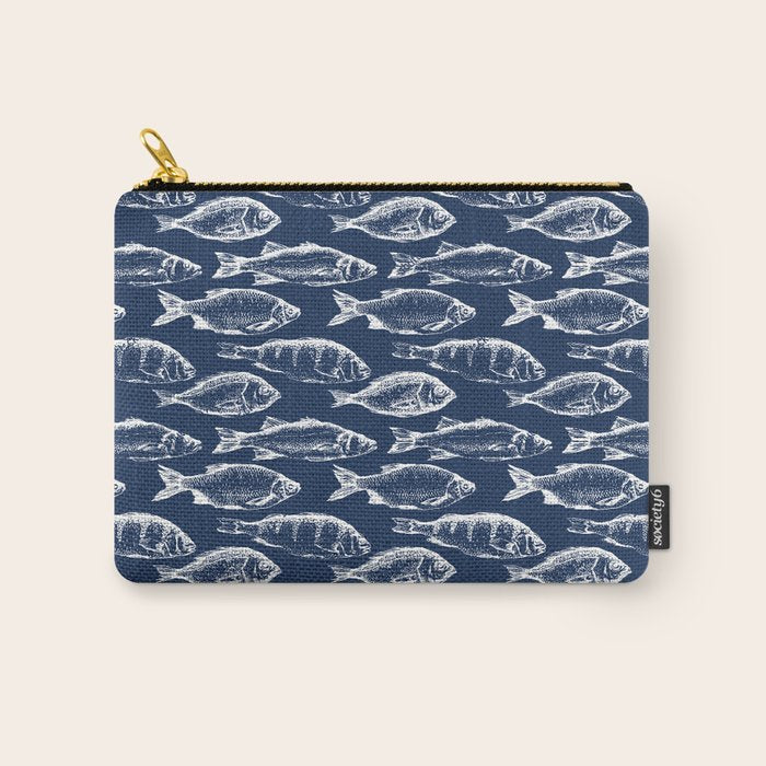 Fish // Navy Blue Carry All Pouch Gallery Image 1