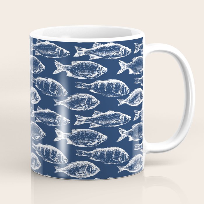 Fish // Navy Blue Coffee Mug Gallery Image 1