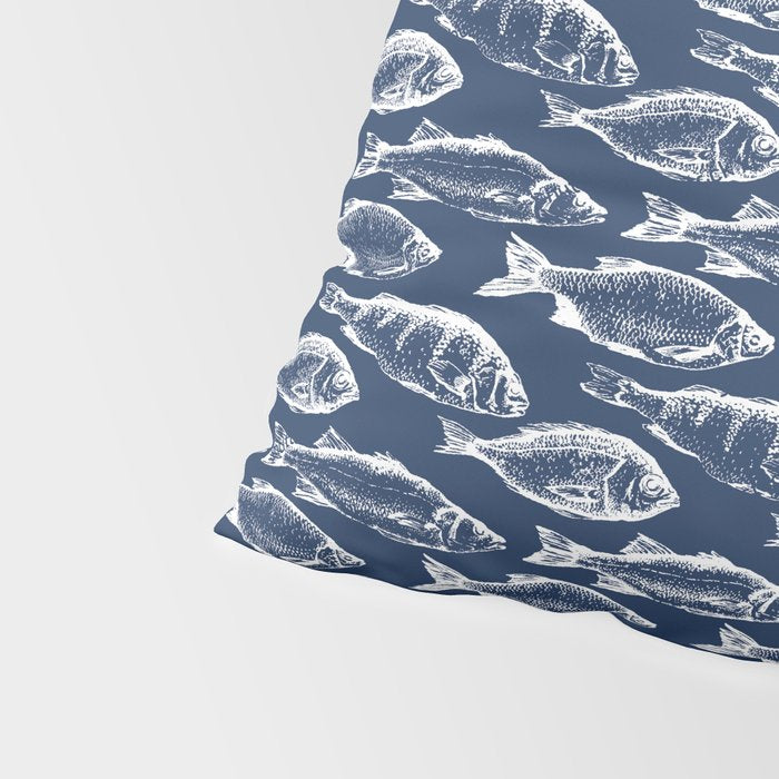 Fish // Navy Blue Pillow Sham Gallery Image 4