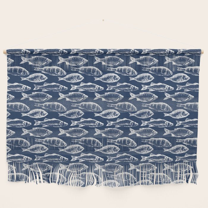 Fish // Navy Blue Wall Hanging Gallery Image 1