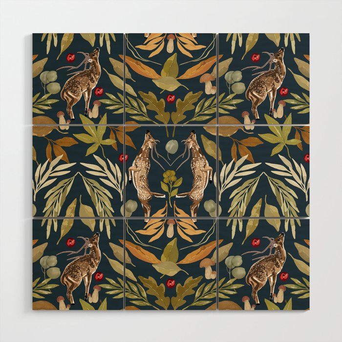 Deer in a wild nature forest DD Wood Wall Art Gallery Image 1