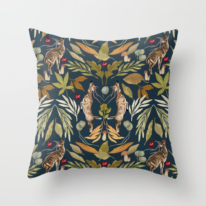 Deer in a wild nature forest DD Throw Pillow Gallery Image 1