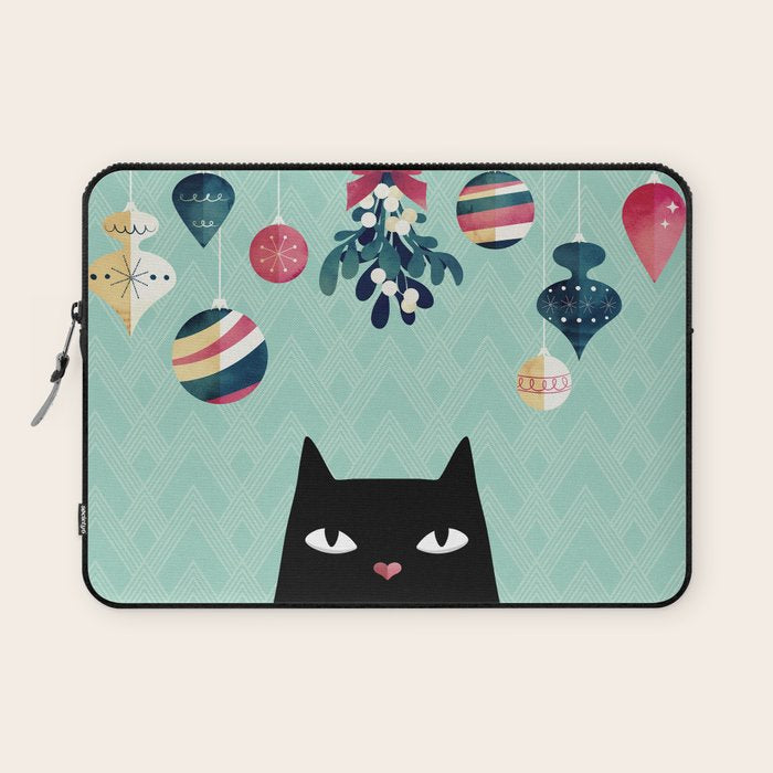 Mistletoe? (Black Cat) Laptop Sleeve Gallery Image 1