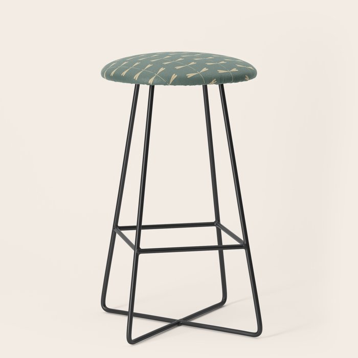 Dragonfly Pattern XII Neutral Green Stool Gallery Image 1